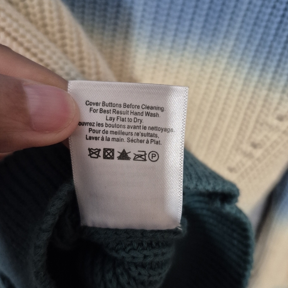 Veronica Beard Women's Blue Green Parula Tie Dye Ombre Puff Sleeve Cardigan S - Picture 7 of 9